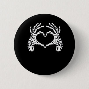 Badge Rond 5 Cm Squelette Mains du coeur Signal Costume d'Hallowee