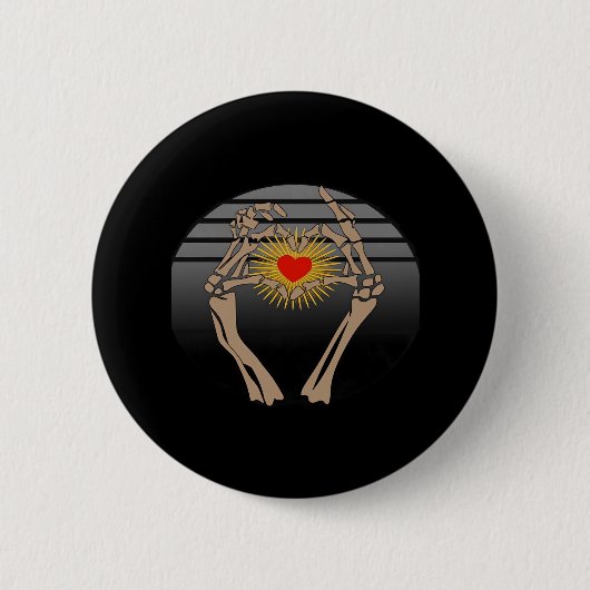 Badge Rond 5 Cm Squelette Mains Faire Un Coeur Classique (Devant)