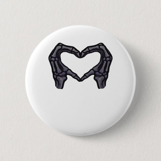 Badge Rond 5 Cm Squelette Mains Formant Un Coeur (Devant)