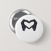 Badge Rond 5 Cm Squelette Mains Formant Un Coeur (Devant & derrière)