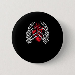 Badge Rond 5 Cm Squelette Mains tenant Coeur Halloween Costume