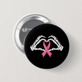 Badge Rond 5 Cm Squelette Mains Tenant Ribbon Halloween Costume Ha (Devant & derrière)