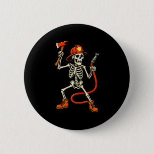 Badge Rond 5 Cm Squelette Pompier Halloween Pompier Garçons Enfant