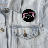 Badge Rond 5 Cm Squelette rose Symbole coeur de l'amour main, Ado  (En situation)