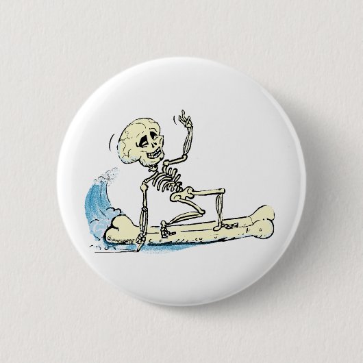 Badge Rond 5 Cm squelette surfant (Devant)