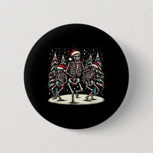 Badge Rond 5 Cm Squelettes de Noël - Costume vintage d'Halloween