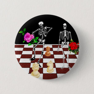 Badge Rond 5 Cm Squelettes d'échecs