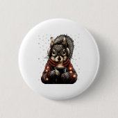 Badge Rond 5 Cm Squirrel With Gles Christmas Lights Funny Coffee W (Devant)