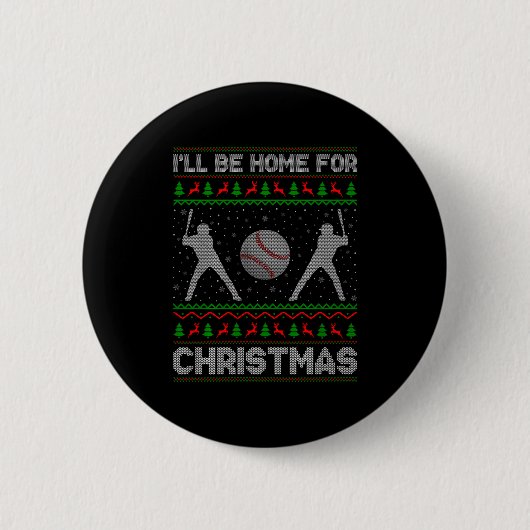 Badge Rond 5 Cm Srty Baseball Player Ugly Christmas Sweaters Xmas (Devant)