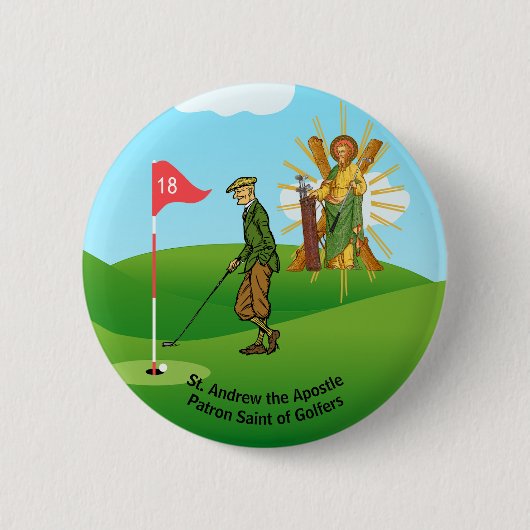 Badge Rond 5 Cm St. Andrew et Dapper Homme Golfer (Devant)