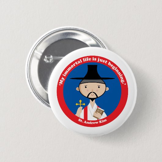 Badge Rond 5 Cm St. Andrew Kim (Devant & derrière)
