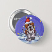 Badge Rond 5 Cm St. Bernard Christmas (Devant & derrière)