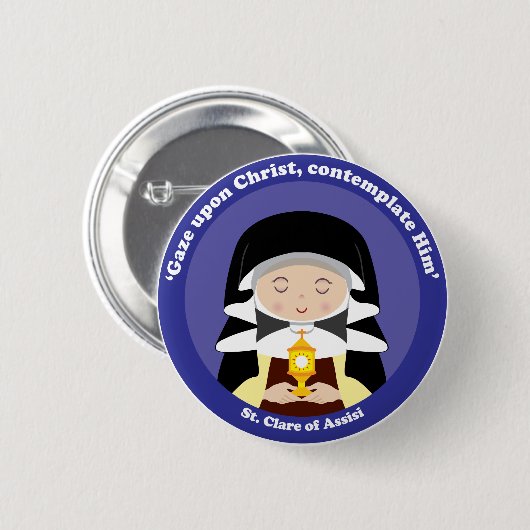 Badge Rond 5 Cm St Clare d'Assisi (Devant & derrière)