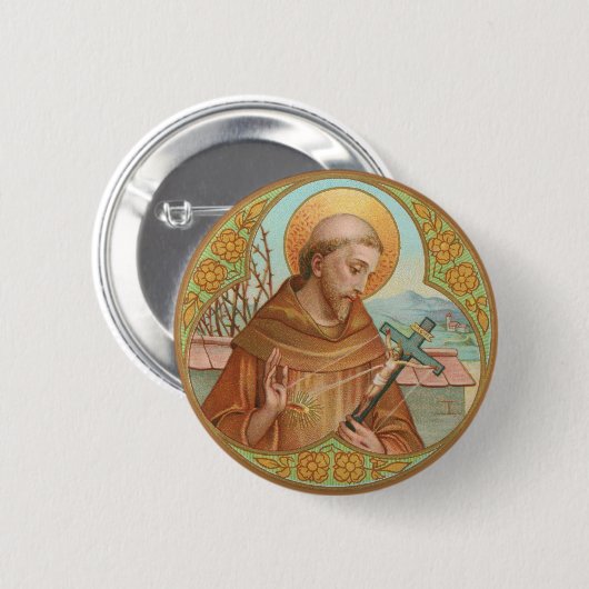 Badge Rond 5 Cm St. Francis of Assisi (BK 002) (Devant & derrière)