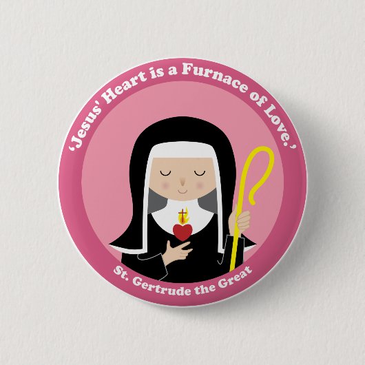 Badge Rond 5 Cm St Gertrude le grand (Devant)