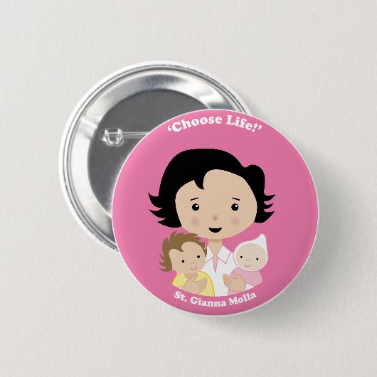 Badge Rond 5 Cm St Gianna Molla (Devant & derrière)
