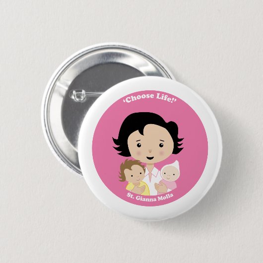 Badge Rond 5 Cm St Gianna Molla (Devant & derrière)
