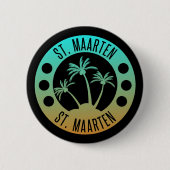 Badge Rond 5 Cm St Maarten Ocean Aqua Blue Gradient Sint Martin (Devant)