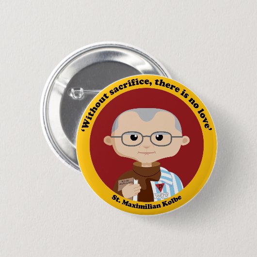Badge Rond 5 Cm St Maximilian Kolbe (Devant & derrière)