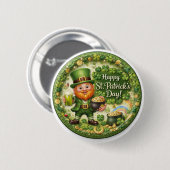 Badge Rond 5 Cm St. Patrick’s Day Leprechaun Button (Devant & derrière)