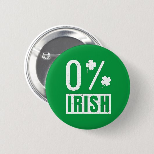 Badge Rond 5 Cm St Patrick's Day 0% Irish Four Leaf Clover (Devant & derrière)