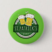 Badge Rond 5 Cm St. Patrick's Day, Beer Mugs, Irish Green (Devant)
