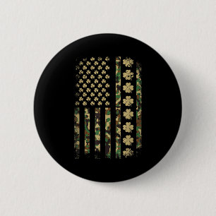 Badge Rond 5 Cm St patricks day drapeau américain camouflage trèfl