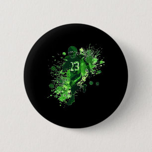 Badge Rond 5 Cm St Patricks Day Football Américain Trèfle 
