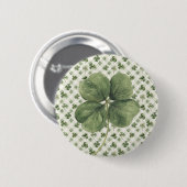 Badge Rond 5 Cm St Patrick's Day Four Leaf Clover (Devant & derrière)