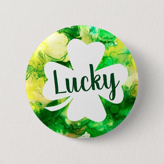 Badge Rond 5 Cm St. Patrick's Day Ink Splatter Lucky Shamrock (Devant)