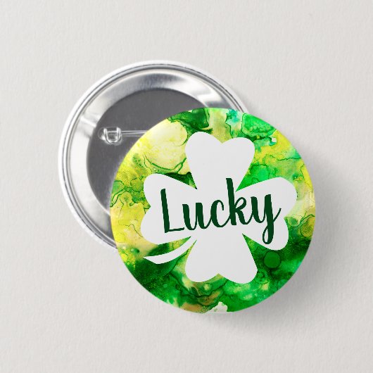 Badge Rond 5 Cm St. Patrick's Day Ink Splatter Lucky Shamrock (Devant & derrière)