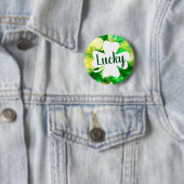 Badge Rond 5 Cm St. Patrick's Day Ink Splatter Lucky Shamrock (En situation)