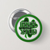 Badge Rond 5 Cm St. Patrick's Day Irish Stud (Devant & derrière)
