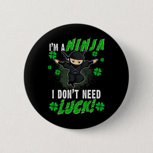 Badge Rond 5 Cm St. Patrick's Day Ninja Chance verte Enfants Cadea
