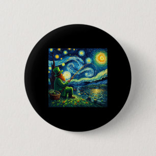Badge Rond 5 Cm St Patricks Day Pêche Irlandais Leprechaun Nuit ét