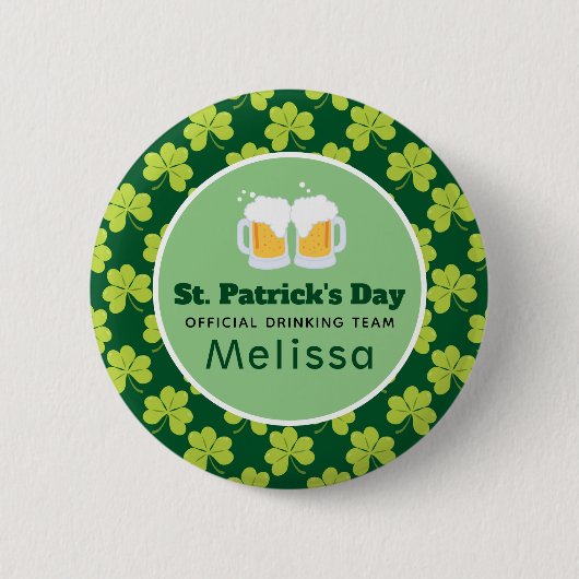 Badge Rond 5 Cm St. Patrick's Drinking Team Clover Motif (Devant)