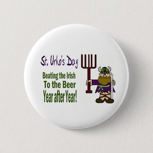 Badge Rond 5 Cm St Urho - battre les boutons d'Irlandais (Devant)