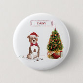 Badge Rond 5 Cm Staffordshire Bull Terrier Funny Chien de Noël (Devant)