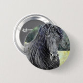 Badge Rond 5 Cm Stallion friésienne (Devant & derrière)