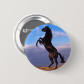 Badge Rond 5 Cm Stallion noir (Devant & derrière)