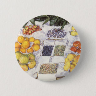 Badge Rond 5 Cm Stand de fruits de Gustave Caillebotte, Art Vintag