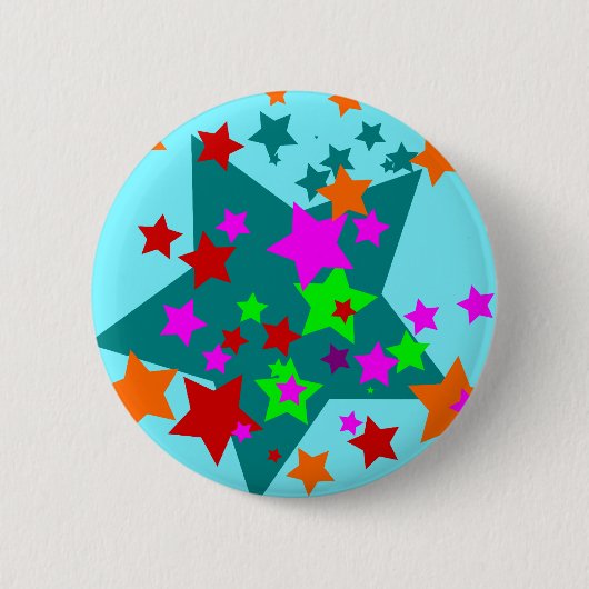 Badge Rond 5 Cm Star Fun Stars Turquoise Rouge Rose Lime Orange (Devant)