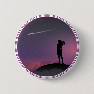 Badge Rond 5 Cm Star Gazing Girl