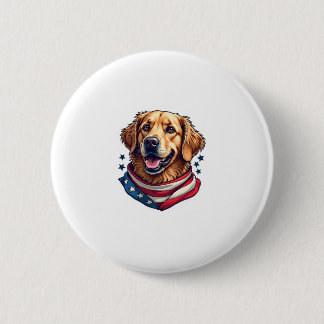 Badge Rond 5 Cm Star Spangled Golden Retriever Vintage Tee