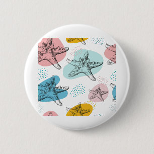 Badge Rond 5 Cm Starfish aux couleurs tendance motif élégant