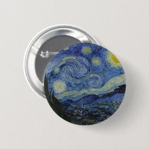 Badge Rond 5 Cm Starry Night & Van Gogh /célèbre art vintage
