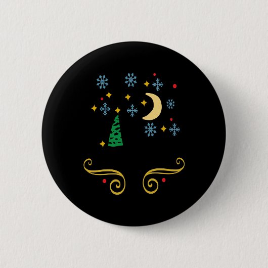 Badge Rond 5 Cm Stars Moon Snowflakes And Merry Christmas Kids T S (Devant)