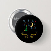 Badge Rond 5 Cm Stars Moon Snowflakes And Merry Christmas Kids T S (Devant & derrière)