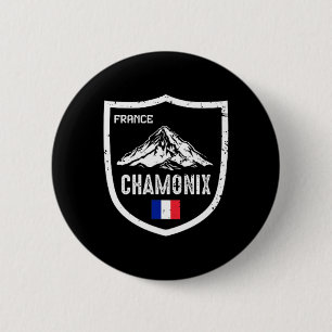 Badge Rond 5 Cm Station de ski de Chamonix France Ski Montagne en