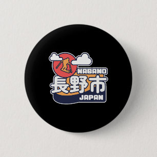 Badge Rond 5 Cm Station de ski de Nagano Japon Ski Alpes japonaise